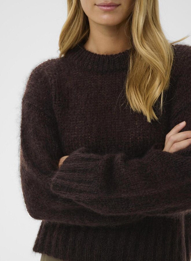 Tricot Part Two Sille en mohair brun chocolat