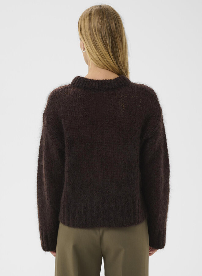 Tricot Part Two Sille en mohair brun chocolat