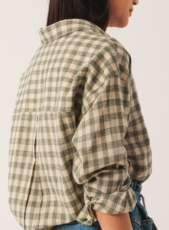 Chemise Indi & Cold à carreaux vert khaki & écrus