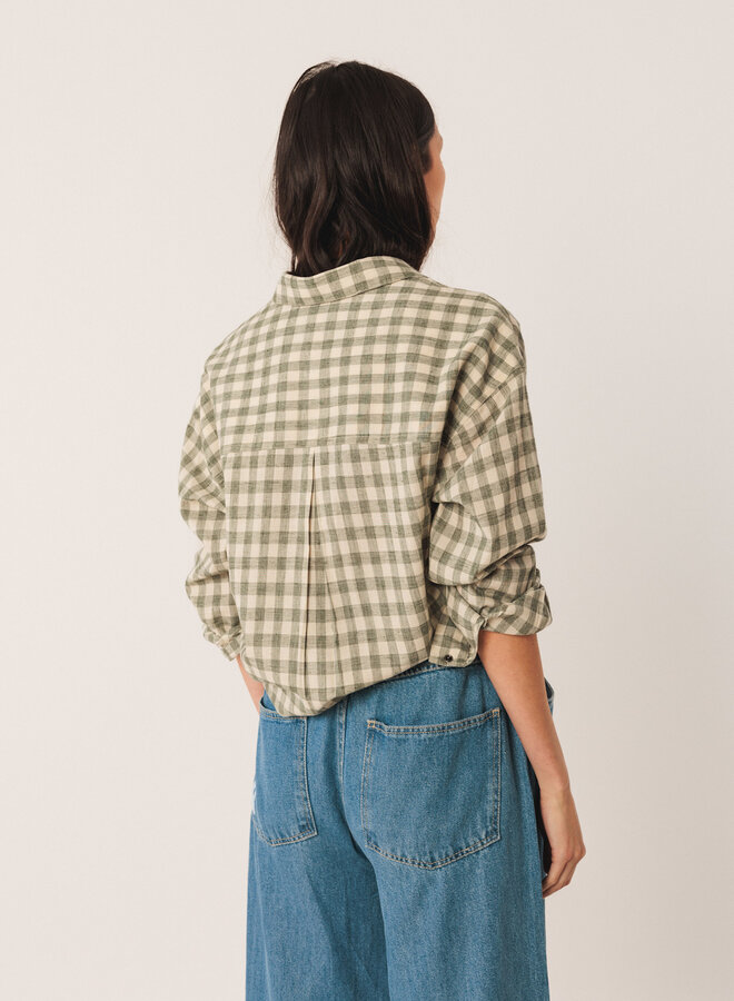 Chemise Indi & Cold à carreaux vert khaki & écrus