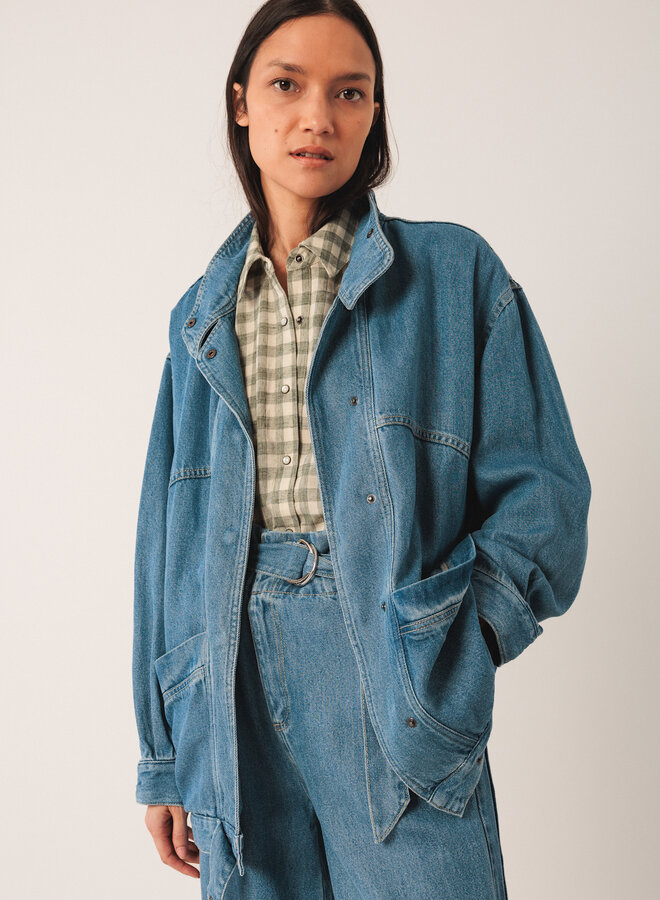 Chemise Indi & Cold à carreaux vert khaki & écrus