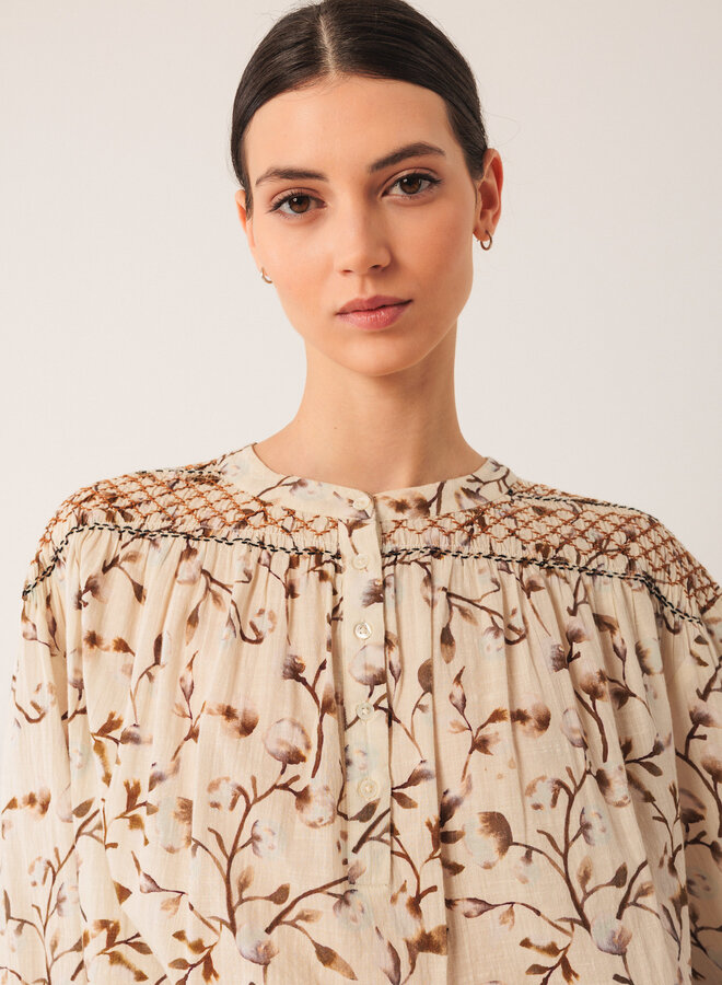 Blouse Indi & Cold fleurie brun marron
