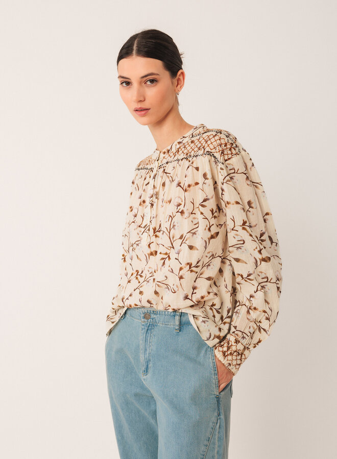 Blouse Indi & Cold fleurie brun marron