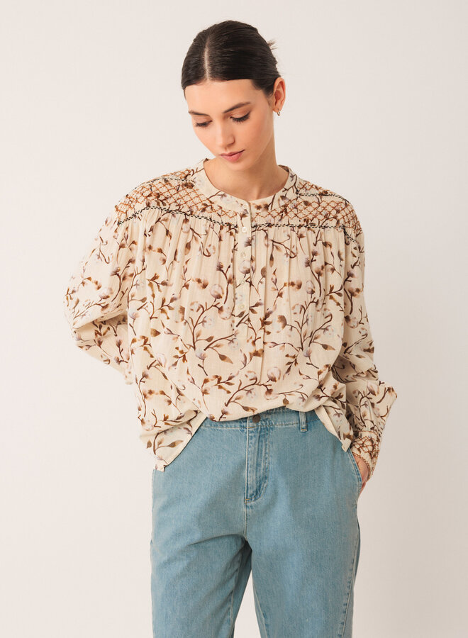 Blouse Indi & Cold fleurie brun marron