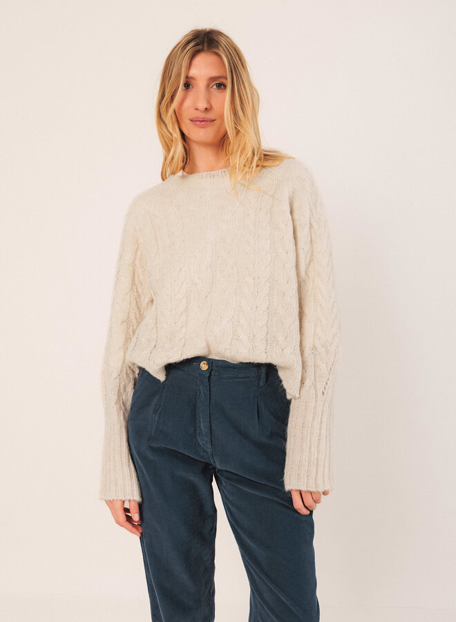 Tricot Indi & Cold à torsades écru