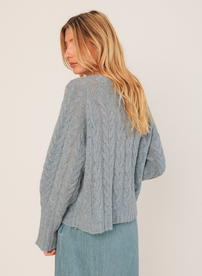 Tricot Indi & Cold à torsades bleu ciel