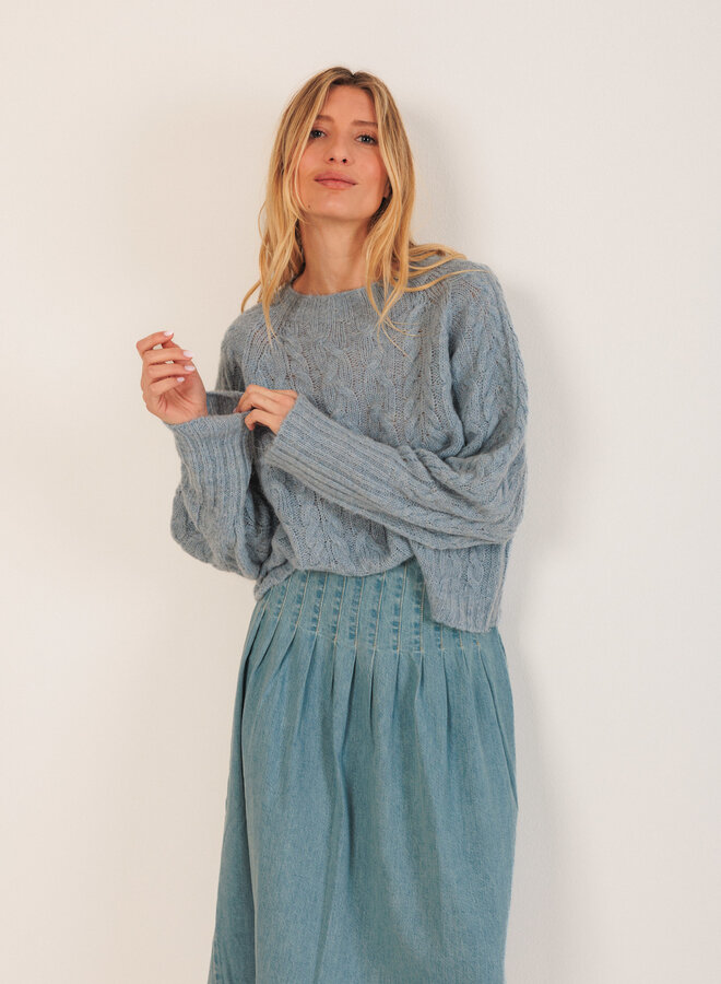 Tricot Indi & Cold à torsades bleu ciel