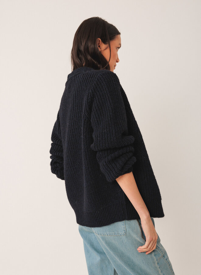 Cardigan Indi & Cold à col V boutonné bleu marine