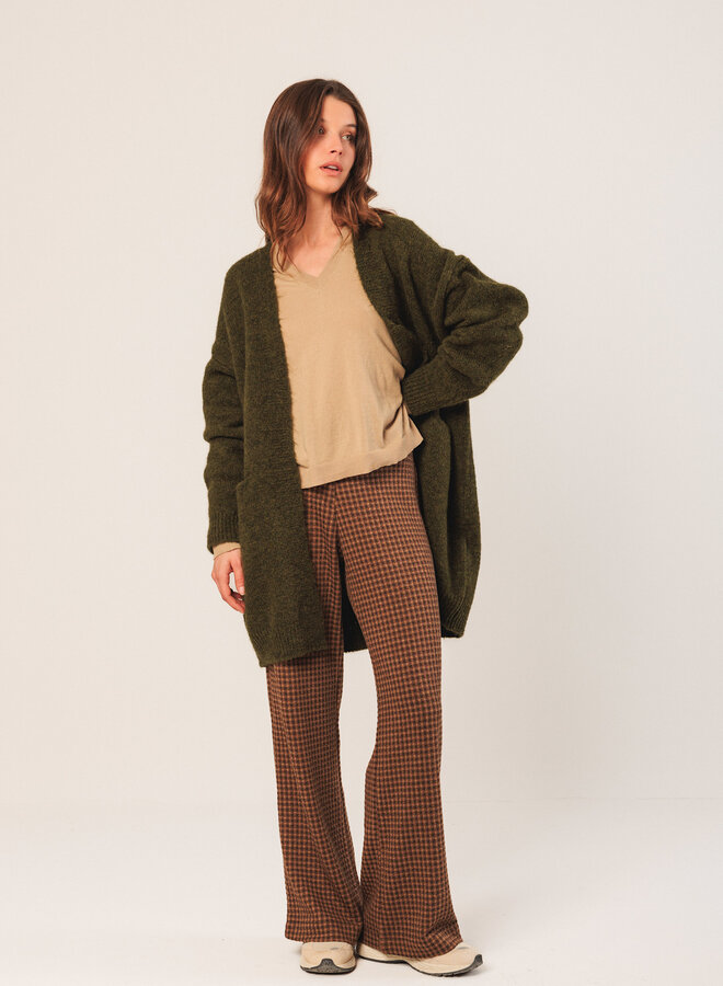 Cardigan Indi & Cold mi-long vert khaki