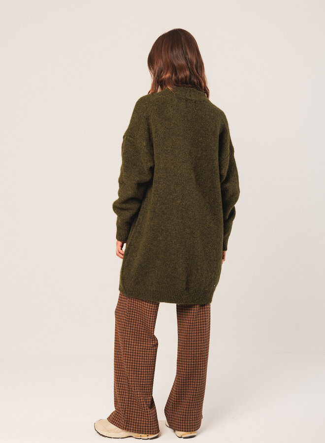 Cardigan Indi & Cold mi-long vert khaki