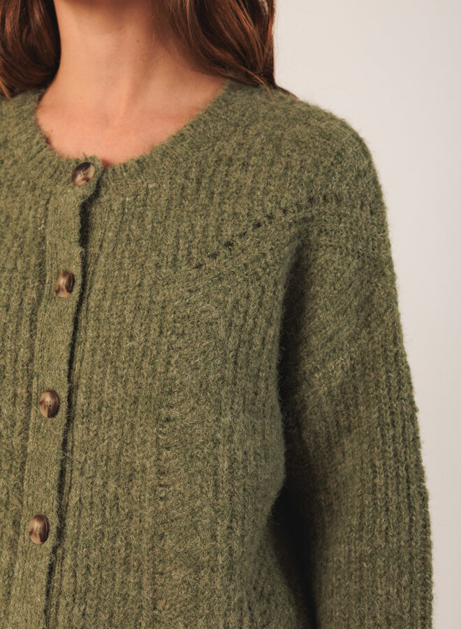 Cardigan Indi & Cold à col rond boutonné vert menthe