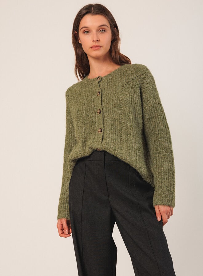 Cardigan Indi & Cold à col rond boutonné vert menthe