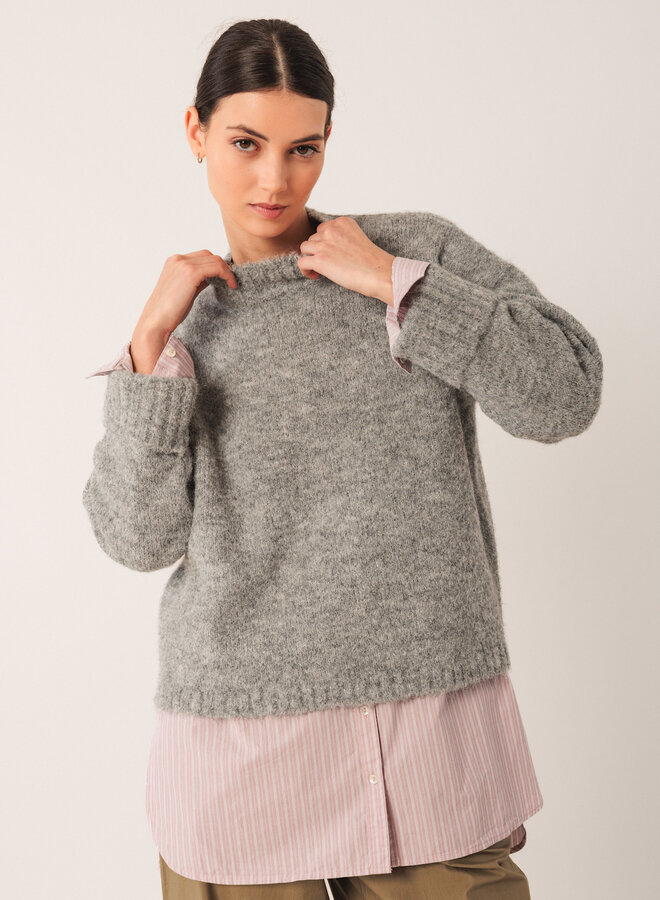 Tricot Indi & Cold à col montant & poignets à revers gris pâle