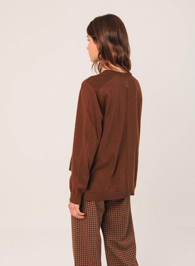 Tricot Indi & Cold à col V en coton brun tabac