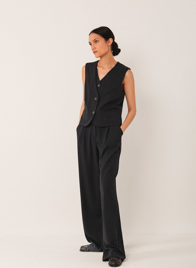 Pantalon Indi & Cold à plis & jambes larges bleu marine