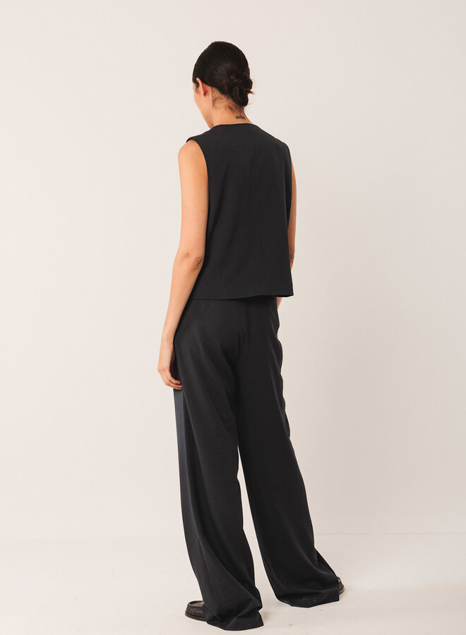 Pantalon Indi & Cold à plis & jambes larges bleu marine
