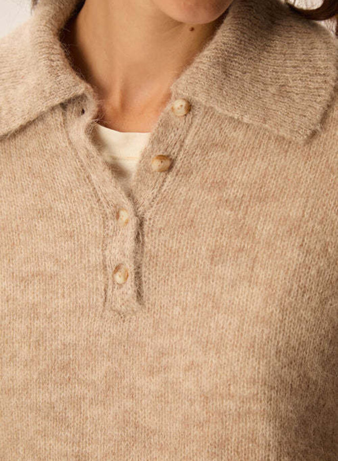 Tricot Des Petits Hauts Anatolie à col polo loup mélange