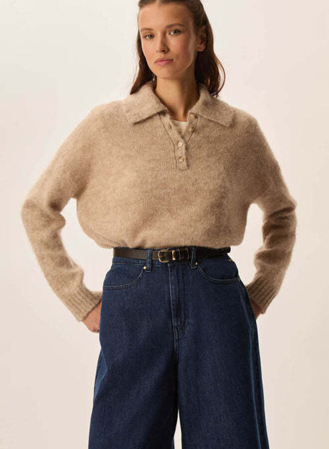 Tricot Des Petits Hauts Anatolie à col polo loup mélange