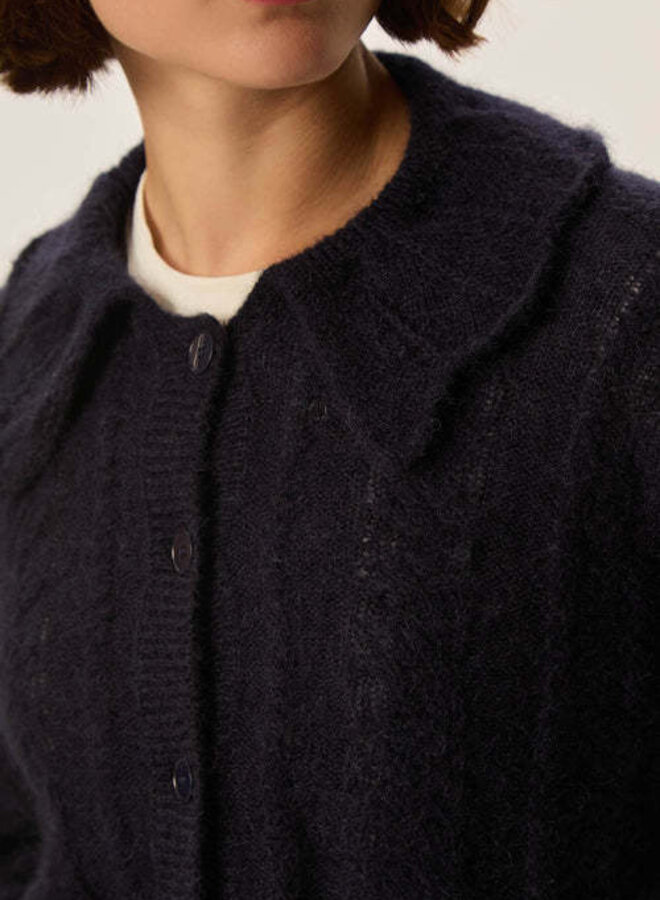 Cardigan Des Petits Hauts Capucine à grand col bleu marine