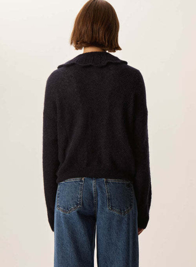 Cardigan Des Petits Hauts Capucine à grand col bleu marine