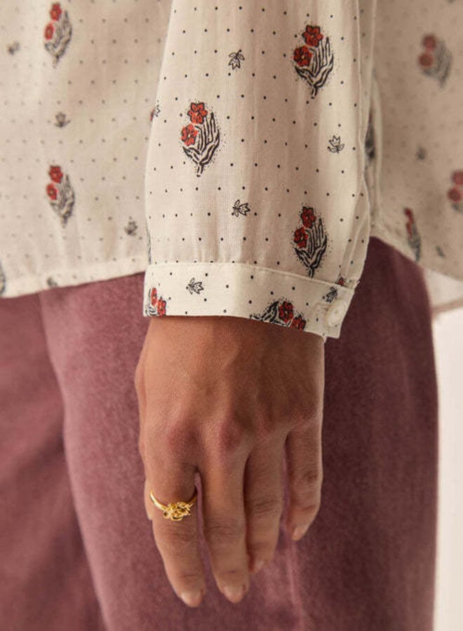 Blouse Des Petits Hauts Effy blanche fleurie brun renard