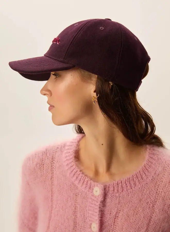 Cardigan Des Petits Hauts Chouette à col rond boutonné rose pommette