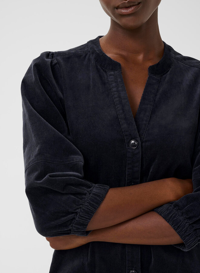 Robe chemisier Part Two Sita en corduroy fin bleu marine