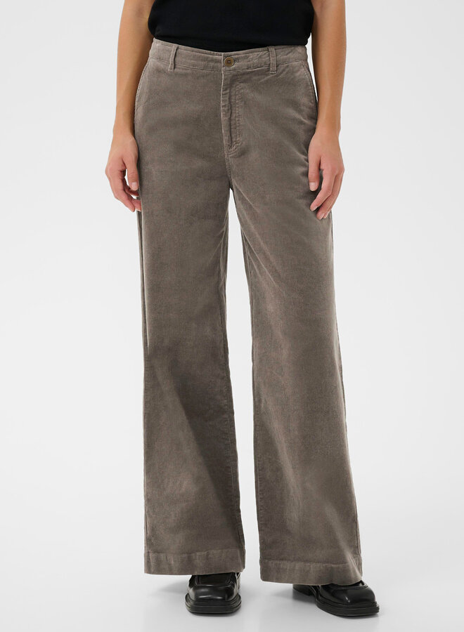 Pantalon Part Two Ninnen en corduroy fin brun taupe