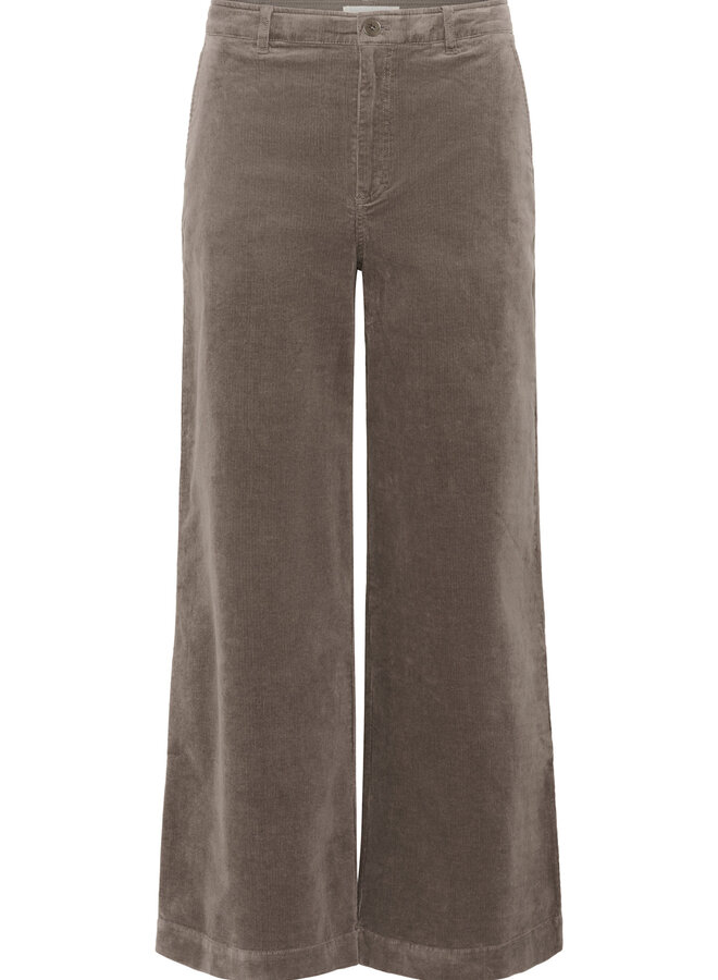 Pantalon Part Two Ninnen en corduroy fin brun taupe