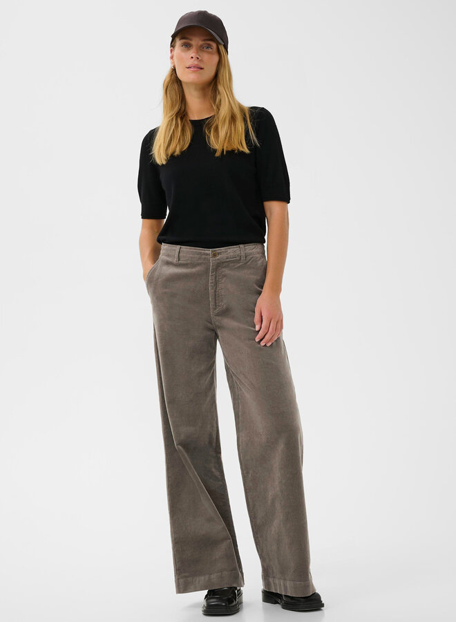 Pantalon Part Two Ninnen en corduroy fin brun taupe
