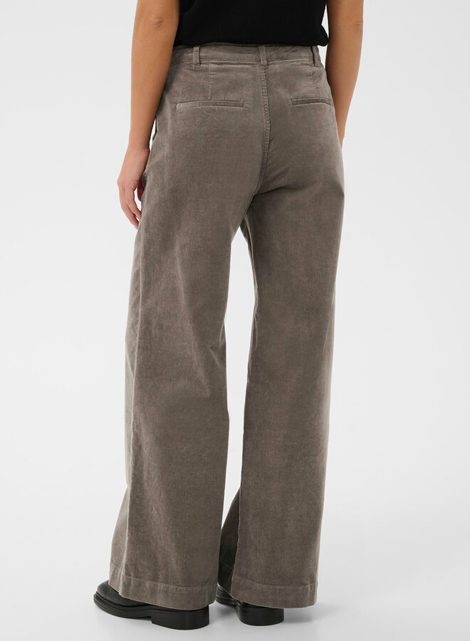 Pantalon Part Two Ninnen en corduroy fin brun taupe