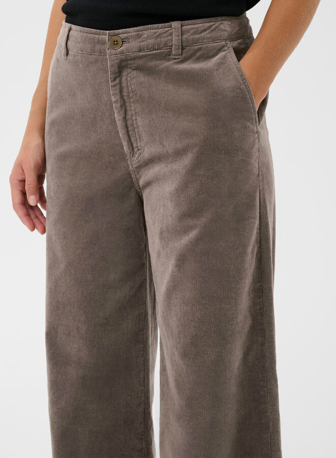 Pantalon Part Two Ninnen en corduroy fin brun taupe