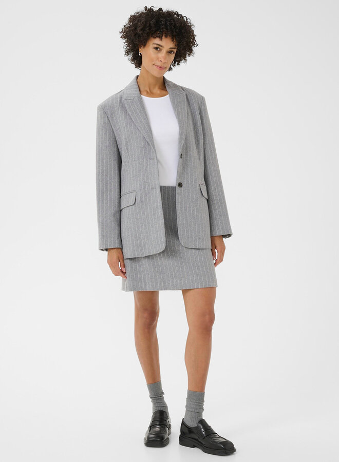 Jupe courte Part Two Sissa grise pâle rayée