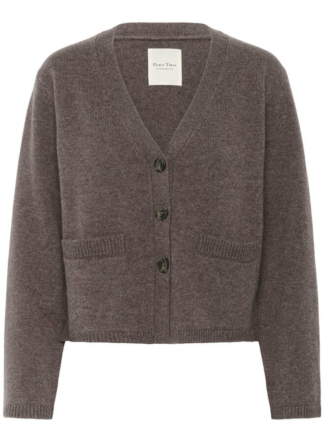 Cardigan Part Two Svena à col V boutonné brun taupe