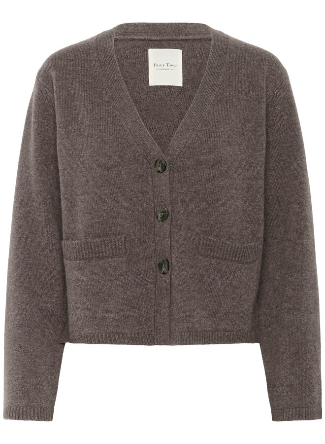 Cardigan Part Two Svena à col V boutonné brun taupe