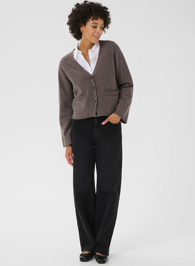 Cardigan Part Two Svena à col V boutonné brun taupe
