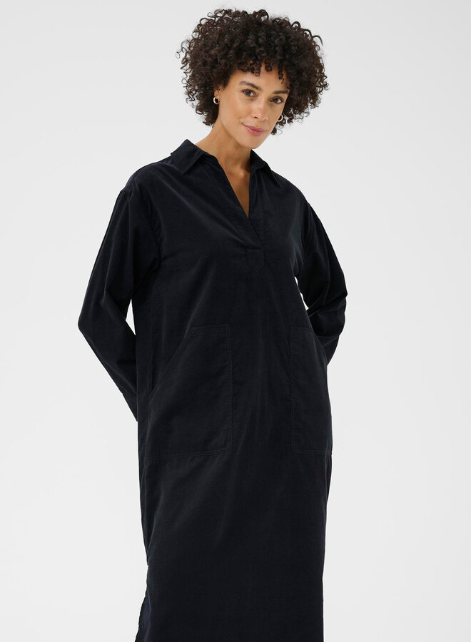 Robe longue Part Two Lolla en corduroy fin bleu marine