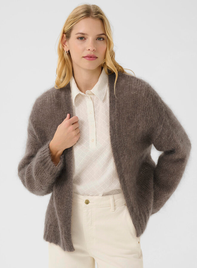 Cardigan Part Two Rastina en mohair brun taupe