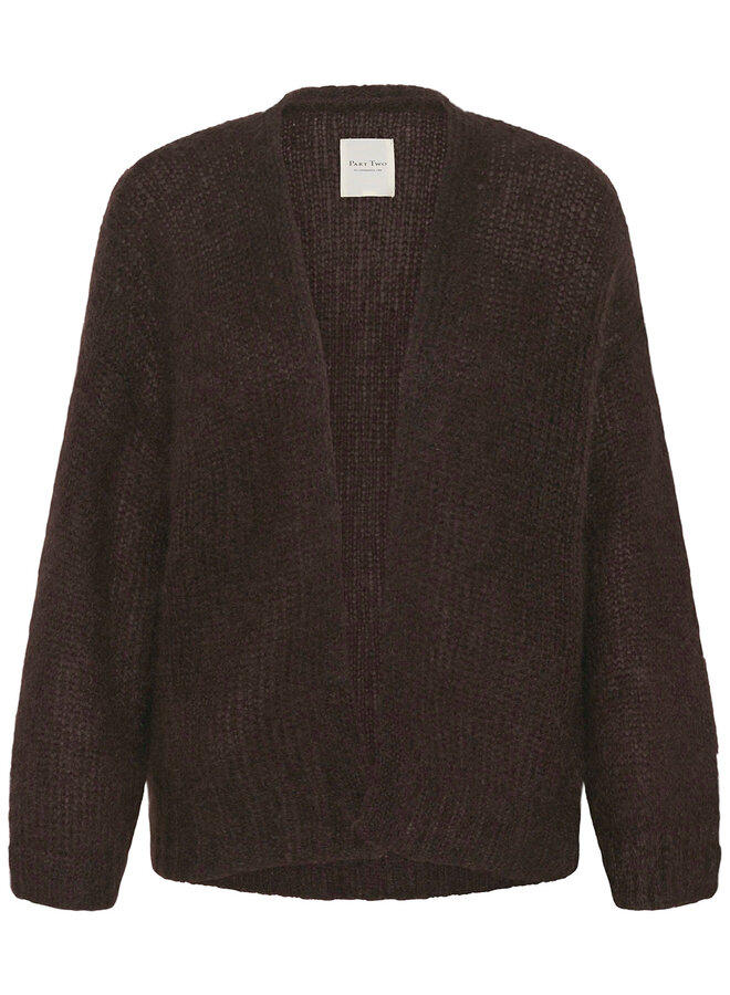 Cardigan Part Two Rastina en mohair brun chocolat