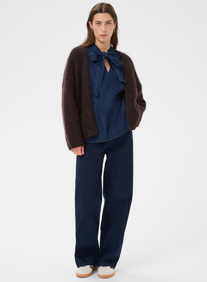 Cardigan Part Two Rastina en mohair brun chocolat
