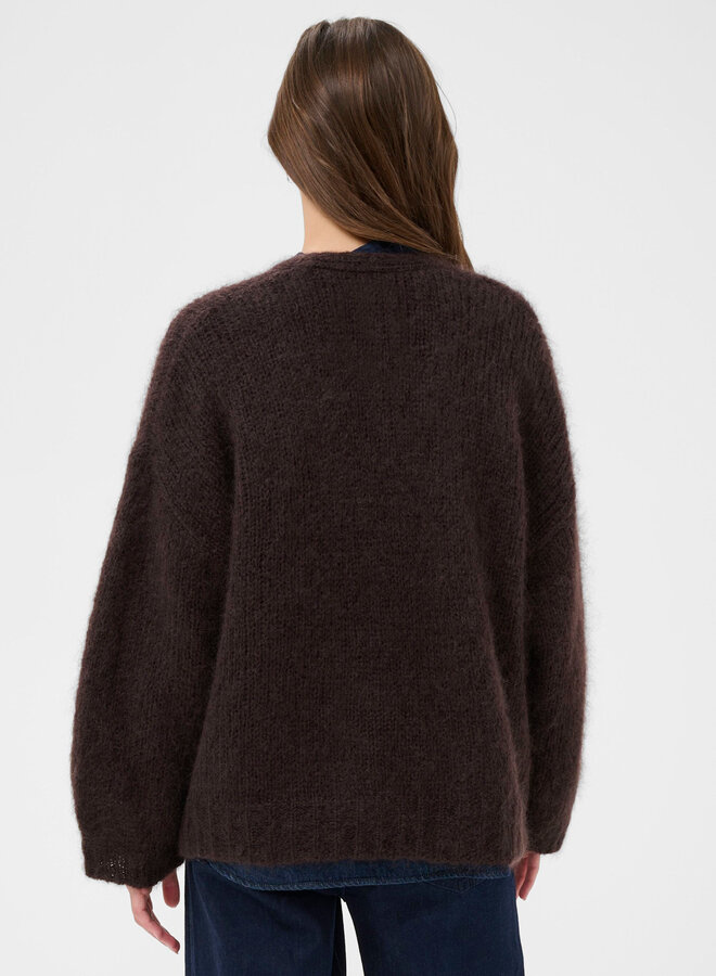 Cardigan Part Two Rastina en mohair brun chocolat