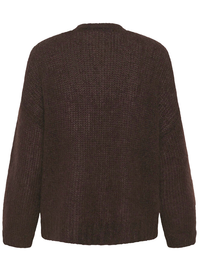 Cardigan Part Two Rastina en mohair brun chocolat
