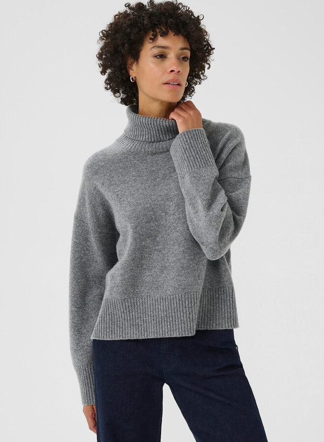 Tricot Part Two Corina à col roulé gris moyen mélange