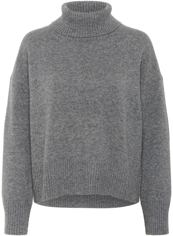 Tricot Part Two Corina à col roulé gris moyen mélange