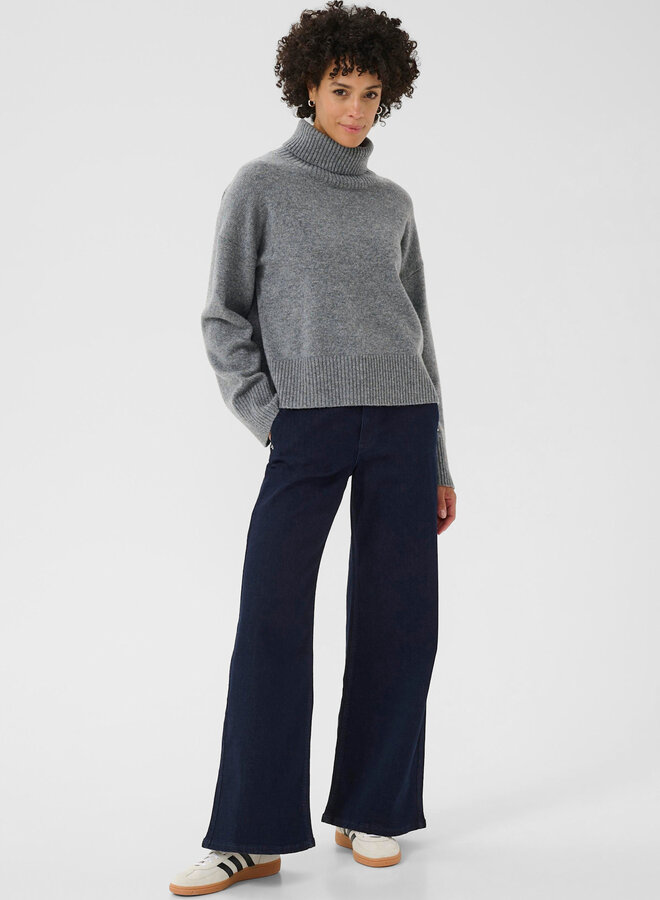 Tricot Part Two Corina à col roulé gris moyen mélange