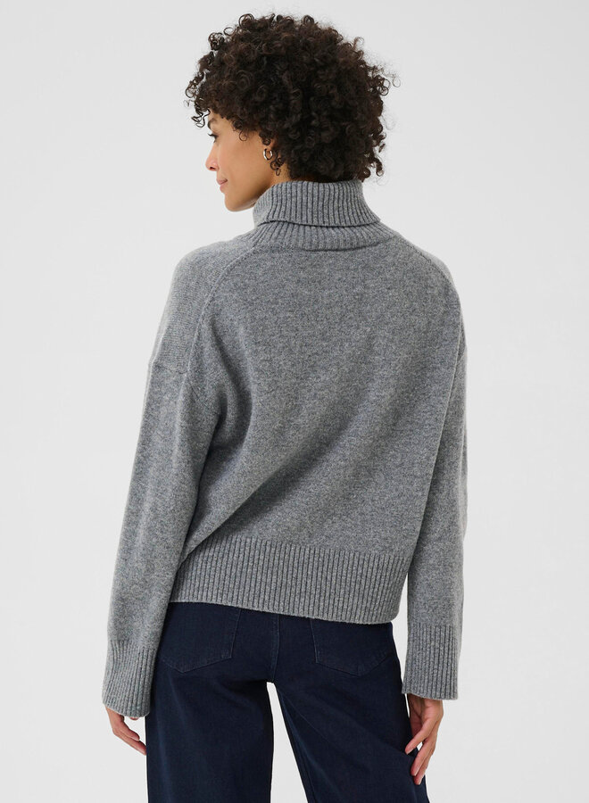 Tricot Part Two Corina à col roulé gris moyen mélange