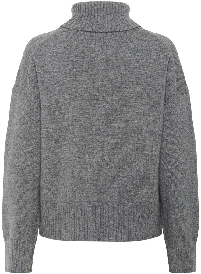 Tricot Part Two Corina à col roulé gris moyen mélange