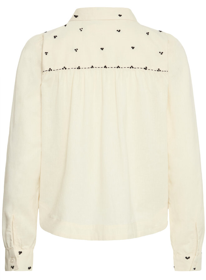 Blouse Atelier Rêve Swan écrue à picots brodés noirs