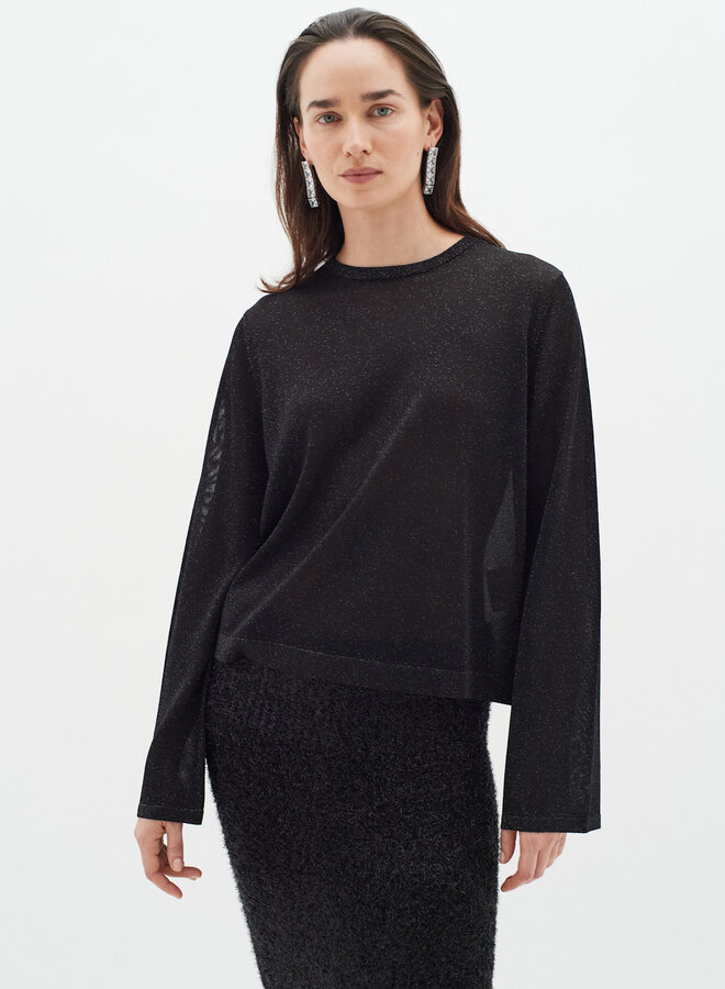 Tricot InWear Thani à col rond en lurex noir