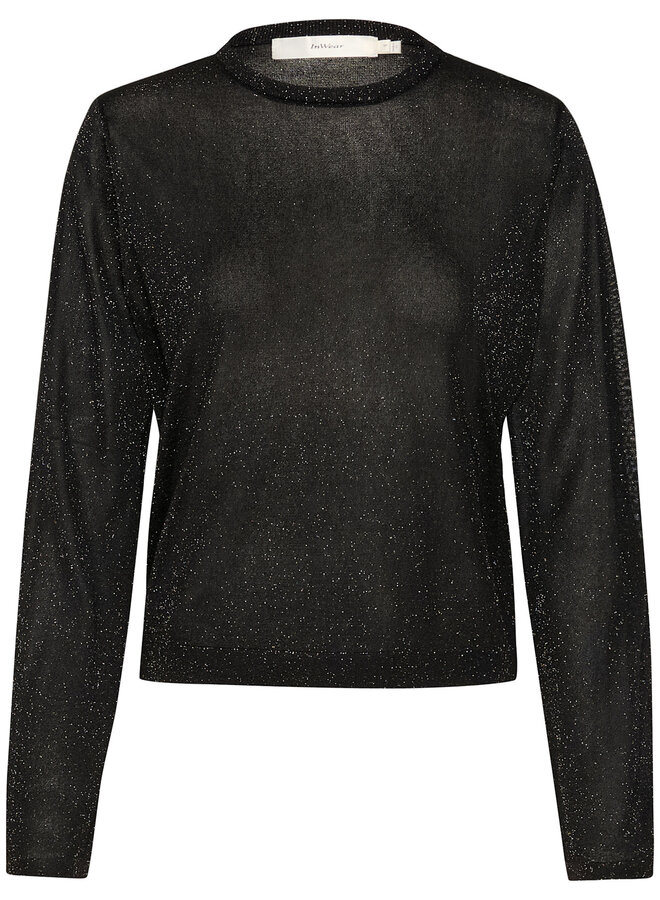 Tricot InWear Thani à col rond en lurex noir